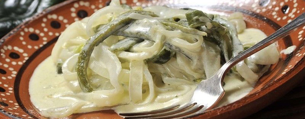 Slices of poblano peppers with cheese